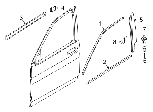 2020 BMW X5 Exterior Trim - Front Door FINISHER WINDOW FRAME B-PILL Diagram for 51337428681