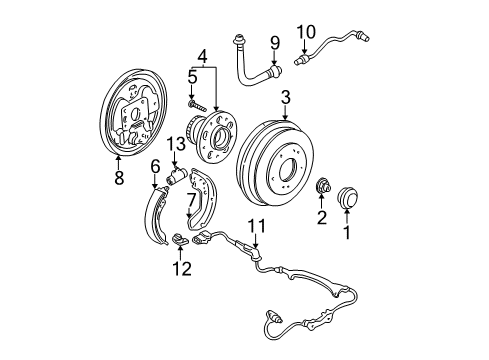 2000 Honda Odyssey Rear Brakes Sensor Assembly, Left Rear Diagram for 57475-S0X-A02