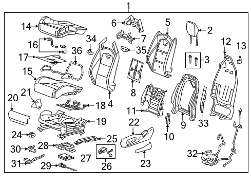 2016 Cadillac CTS Driver Seat Components Actuator Pad Diagram for 23157420
