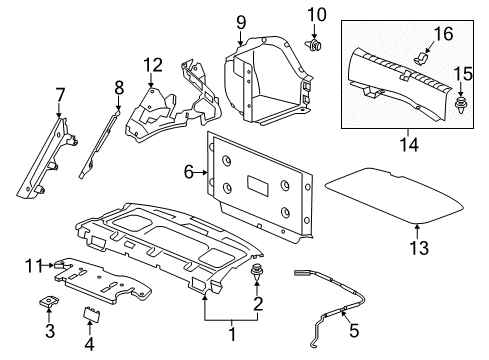 2014 Honda Accord Interior Trim - Rear Body Tray, RR. *NH882L* (PLATINUM GRAY) Diagram for 84505-T3V-A01ZA