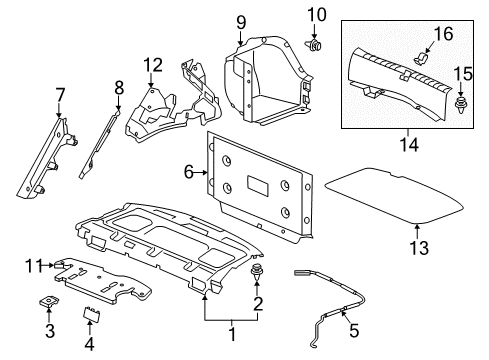 2014 Honda Accord Interior Trim - Rear Body Lid, Spare Tire *NH85L* (GRAY ELEVEN) Diagram for 84521-T3V-A01ZA