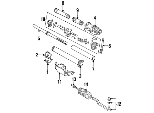 1992 Honda Accord P/S Pump & Hoses, Steering Gear & Linkage Dust Seal, Tie Rod Diagram for 53534-SD4-000