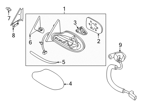 2016 Nissan Altima Outside Mirrors Mirror Assembly-Outside LH Diagram for 96302-3TH0A