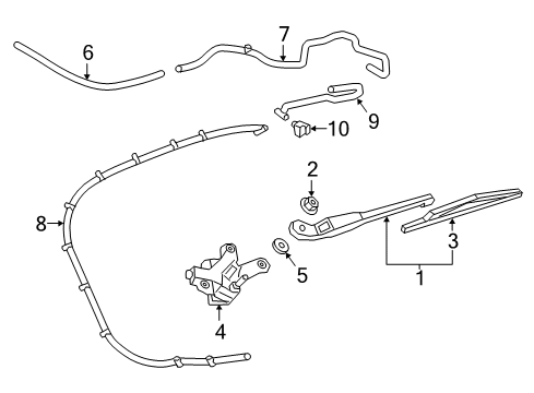 2021 Cadillac XT5 Wipers Washer Hose Diagram for 84586342
