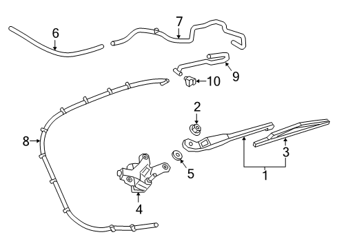 2021 Cadillac XT5 Wipers Cover Grommet Diagram for 96845654