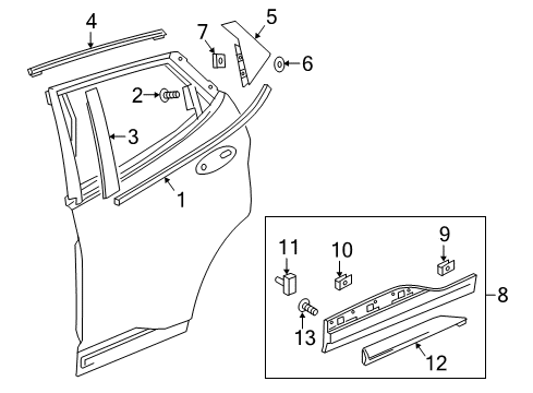 2019 Chevrolet Bolt EV Exterior Trim - Rear Door Lower Molding Diagram for 42617378