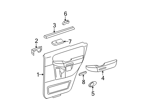 2005 Ford Expedition Rear Door Armrest Pad Diagram for 2L1Z-7827619-AAD
