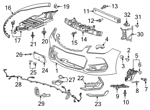 2016 Chevrolet SS Parking Aid Shutter Nut Diagram for 9114472