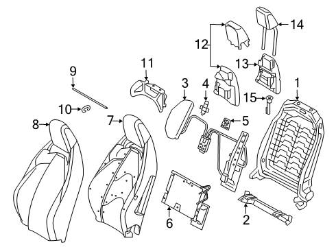 2022 Toyota GR Supra Passenger Seat Components Seat Back Panel Diagram for 71772-WAA01