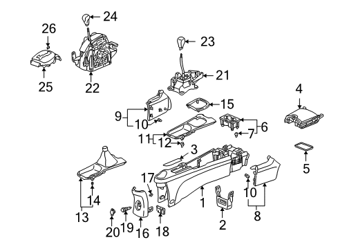 2002 Acura RSX Gear Shift Control - AT Garnish Assembly, Center Console (Dark Titanium) Diagram for 77295-S6M-A02ZB