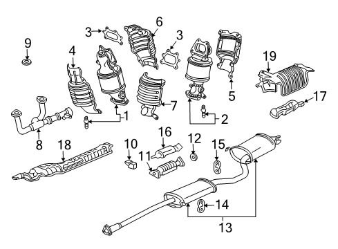 2006 Honda Pilot Exhaust Components Rubber, Exhuast Mounting Diagram for 18215-S3V-A12