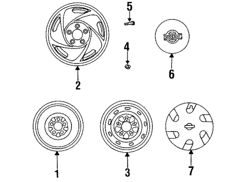 1998 Nissan Quest Wheels, Covers & Trim Wheel Center Cap Diagram for 40315-1B220