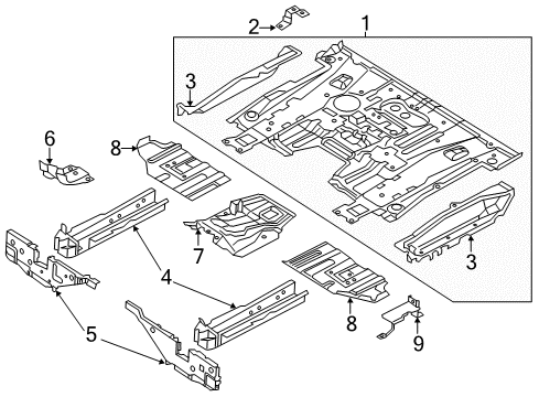 2014 Nissan NV200 Pillars, Rocker & Floor - Floor & Rails Floor Front Diagram for G4315-3LMMA