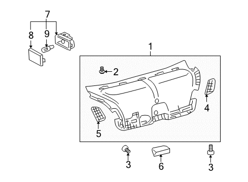 2009 Lexus LS600h Interior Trim - Trunk Lid Grip, Luggage Compartment Door Assist Diagram for 74649-51010-C0