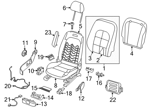2018 Infiniti QX30 Passenger Seat Components Harness-Sub, Front Seat Diagram for 87019-5DC0B