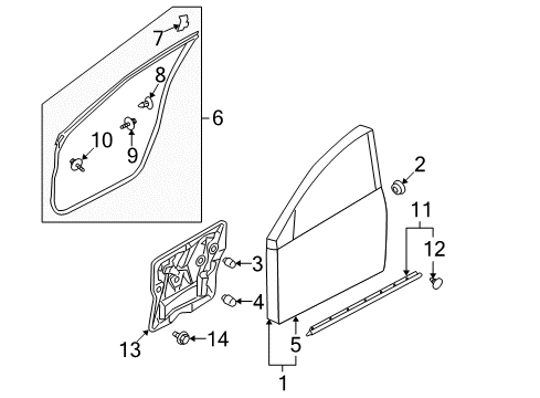 2009 Nissan Rogue Front Door Base-Front Door Module, LH Diagram for 80775-JM00A