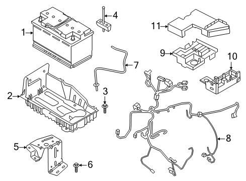 2022 Lincoln Aviator Battery Battery Tray Diagram for L1MZ-10732-A