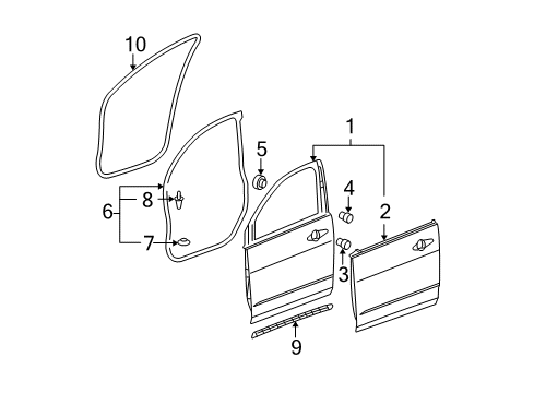 2007 Acura MDX Front Door Seal Right Front Dr (Medium Gray) Diagram for 72315-STX-A11ZA