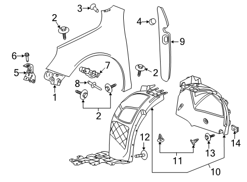 2016 Chevrolet Malibu Limited Fender & Components Fender Diagram for 22899770