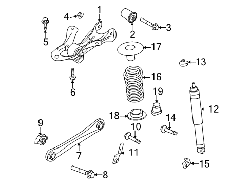 2012 Ford Mustang Rear Suspension Components, Stabilizer Bar Upper Suspension Arm Diagram for BR3Z-5500-A