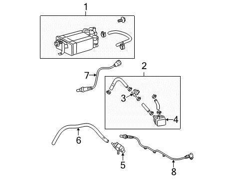 2005 Toyota Highlander Emission Components Vacuum Valve Diagram for 25719-28020