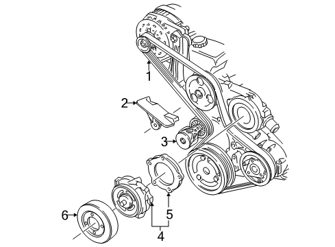 2005 Pontiac Montana Belts & Pulleys Belt-Water Pump & A/C Compressor & Generator & P/S Pump Diagram for 12587999