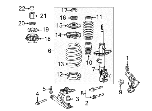 2013 Honda CR-Z Front Suspension Components, Lower Control Arm, Stabilizer Bar Shock Absorber Assembly, Left Front Diagram for 51620-SZT-A81