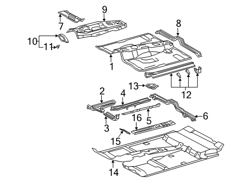 2008 Toyota 4Runner Pillars, Rocker & Floor - Floor & Rails Pan, Front Floor Diagram for 58111-35422