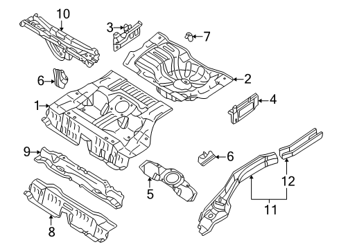 2005 Nissan Maxima Rear Body - Floor & Rails Extension-Rear Floor, Front Diagram for 74515-7Y030