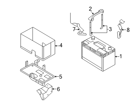 2007 Hyundai Entourage Battery Tray Assembly-Battery Diagram for 37150-4D000