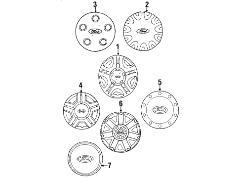 1999 Ford Windstar Wheel Covers & Trim Center Cap Diagram for XF2Z-1130-DC