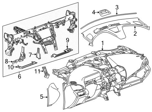 2018 Chevrolet Volt Cluster & Switches, Instrument Panel Knee Air Bag Bracket Diagram for 23385643
