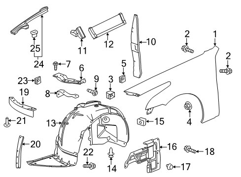 2016 Cadillac CTS Fender & Components Front Bracket Diagram for 23185533