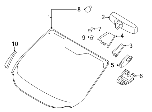 2018 Ford Escape Windshield Glass Rain Sensor Lower Cover Diagram for CJ5Z-17D550-AD