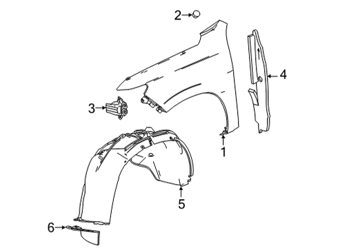 2021 Cadillac Escalade Fender & Components Fender Liner Diagram for 84856828