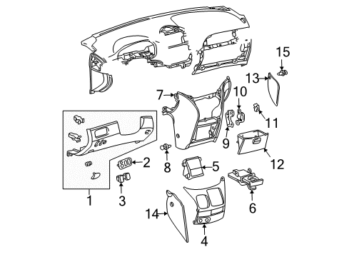2007 Toyota Sienna Cluster & Switches, Instrument Panel Cup Holder Diagram for 55620-AE020