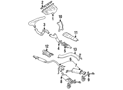 1997 Cadillac Seville Exhaust Components Exhaust Muffler Assembly (W/Resonator, Exhaust & Tail Pipe) RH Diagram for 25663812