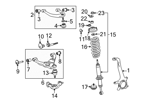 2006 Toyota Tacoma Front Suspension Components, Lower Control Arm, Upper Control Arm, Stabilizer Bar Knuckle Diagram for 43211-04060