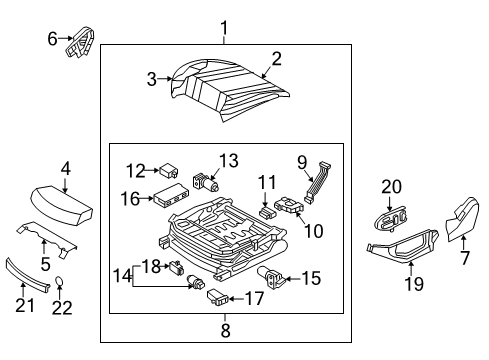 2017 Genesis G80 Driver Seat Components CCS ECU Assembly Diagram for 88553-B1100