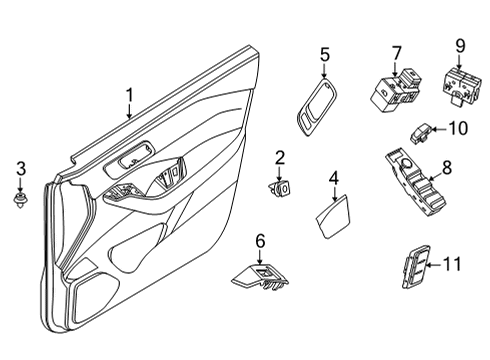 2021 Nissan Rogue Front Door Switch Assy-Power Window, Assist Diagram for 25411-6XJ0B