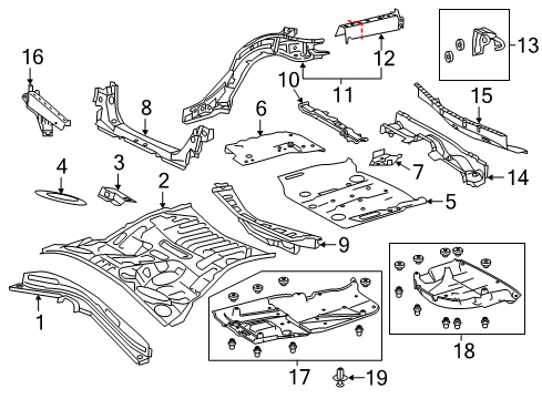 2021 Lexus RC F Rear Floor & Rails Pan, RR Floor Diagram for 58311-53070
