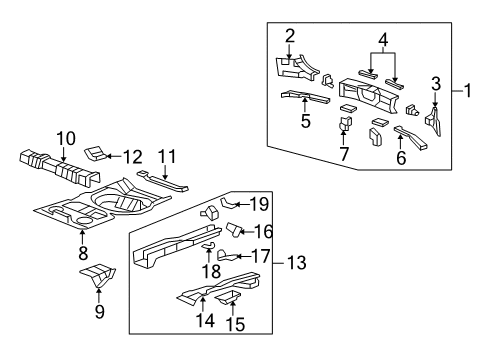 2011 Acura RDX Rear Body Panel, Floor & Rails Stiffener, RR. Bumper Face Diagram for 66118-SEP-A00ZZ