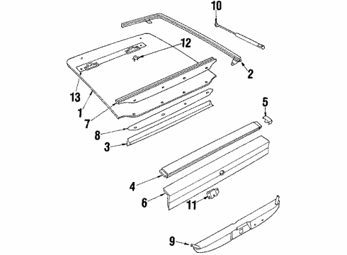 1985 Oldsmobile Firenza Lift Gate - Gate & Hardware Support, Rear Compartment Lid Strut Diagram for 20531376