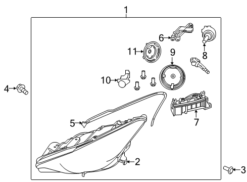 2017 Infiniti QX30 Headlamps Headlamp Assembly Right Diagram for 26010-5DC0A