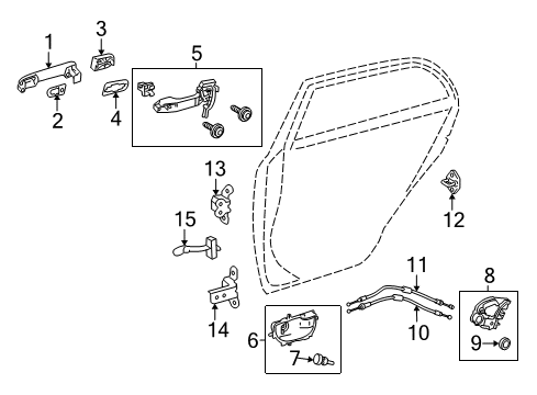 2015 Toyota Corolla Rear Door Handle, Outside Diagram for 69211-02230-E0