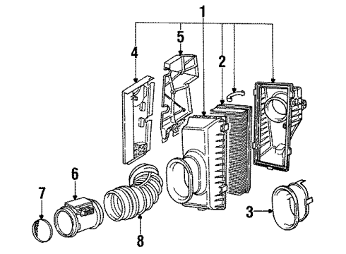 1993 BMW M5 Powertrain Control Mass Air Flow Sensor Diagram for 13621311950