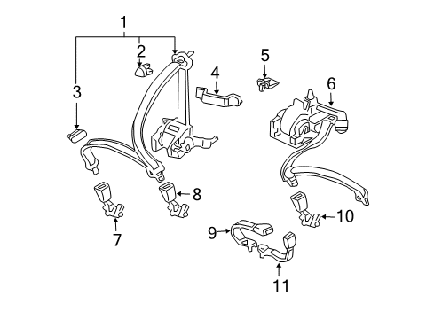 2005 Honda Pilot Seat Belt Plate Assembly, Child Seat Anchor Diagram for 82410-S9V-A01