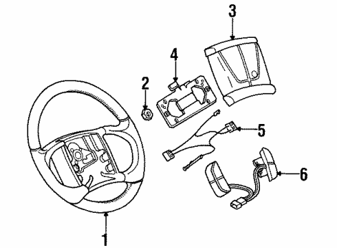 1997 Buick LeSabre Steering Column, Steering Wheel Module Asm, Radio Control *Light *Gray Diagram for 16191584