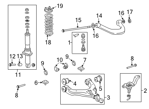1995 Toyota Tacoma Front Suspension Components, Lower Control Arm, Upper Control Arm, Stabilizer Bar Adjust Cam Diagram for 48409-35040