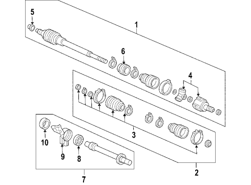 2004 Honda Civic Front Axle Shafts & Joints, Drive Axles Cv Boot Set, Inboard Diagram for 44017-S01-A21